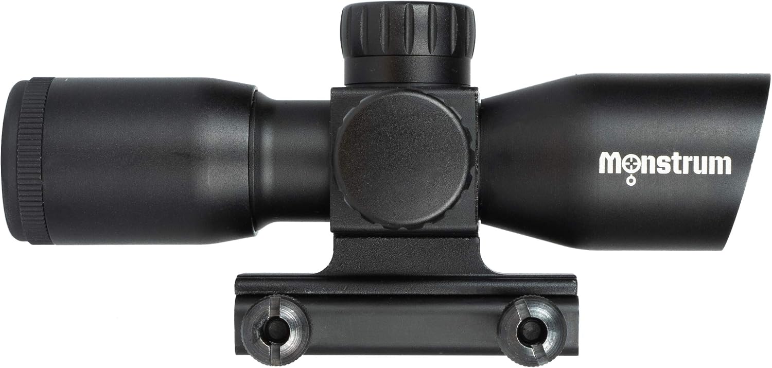Monstrum 4x30 Ultra-Compact Rifle Scope with Illuminated Range Finder Reticle | Black