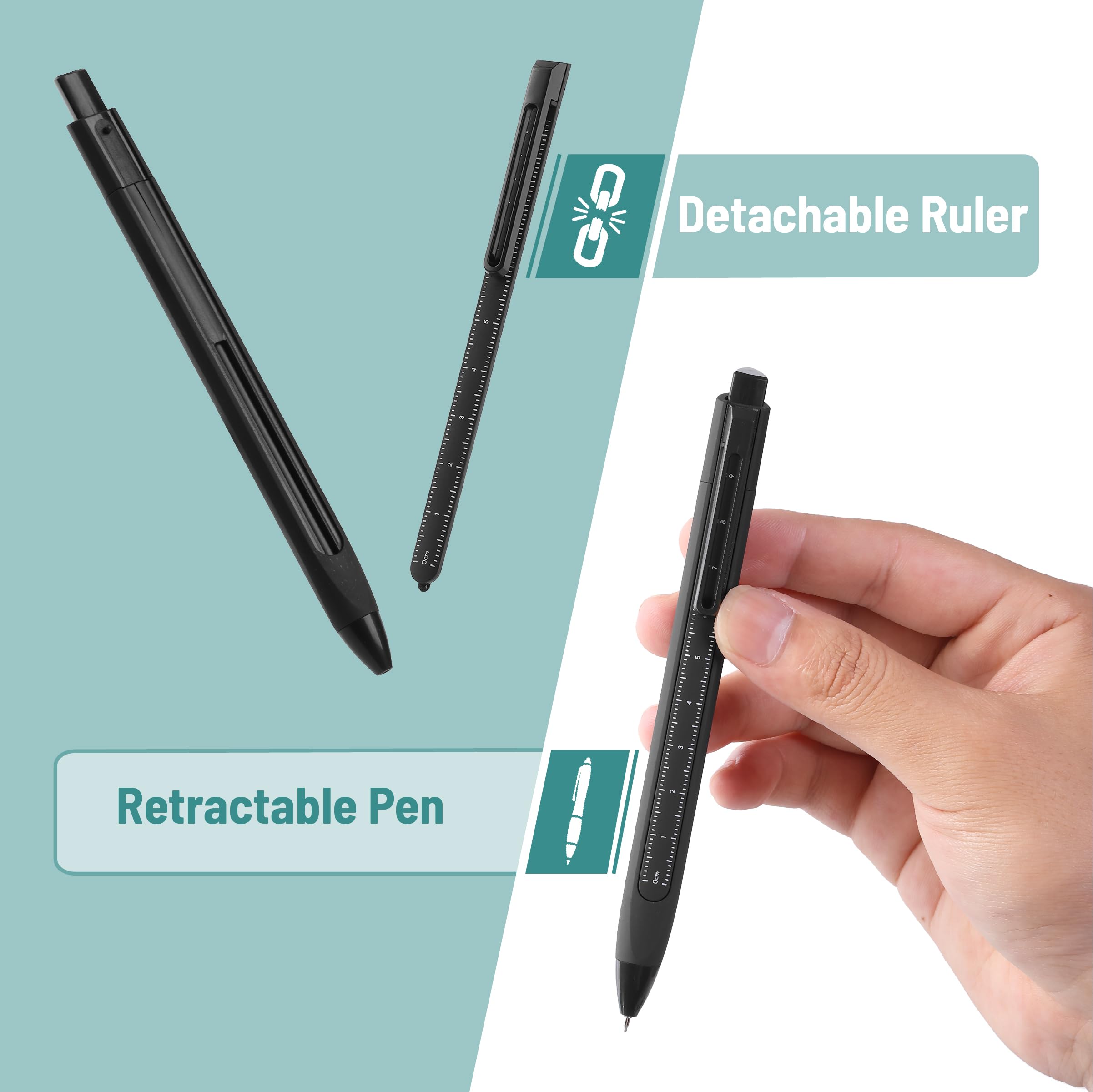 Mr Pen- Retractable Gel Pens With Ruler 3 Pack Black Ink Fine Point 0 5mm Aesthetic for Journaling — view 3