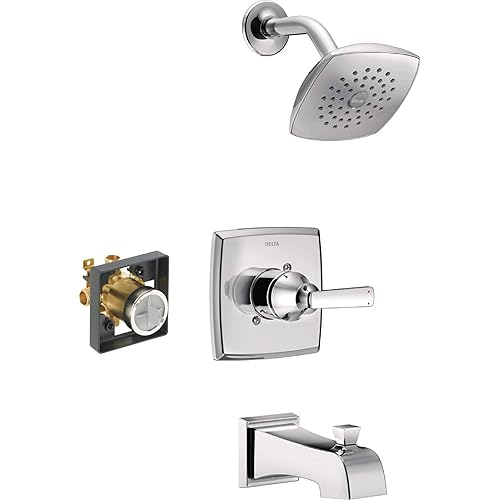 Ashlyn 14 Series Single-Handle Tub and Shower Trim Kit, Shower Faucet with Single-Spray Touch-Clean Shower Head, Chrome T14464 (Valve Included)
