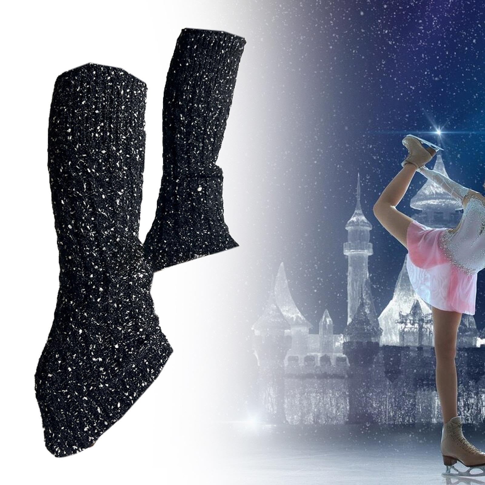 Eiskunstlauf Beinwärmer Gestrickte Beinsleeves Winter Beinabdeckung Trainingszubehör Elastische Stulpen Tragbare Wadenlange Socken für Damen für Schli