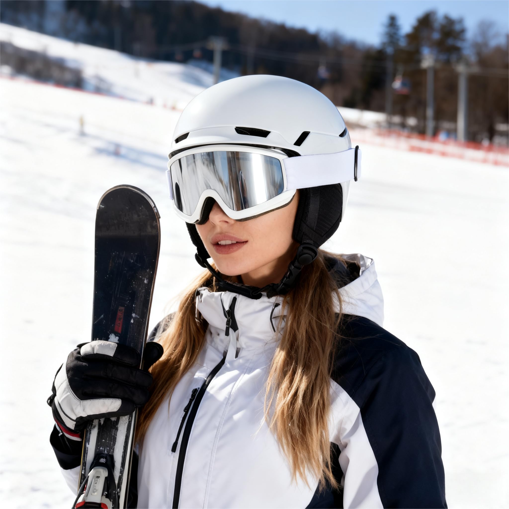 VCOROS Skihelm DXH816 Skihelme für Damen und Herren | Ski Helmet mit Abnehmbare Ohrpolster Atmungsaktiver Stoßdämpfung UV Verstellbarer Snowboard Helm für Skifahren