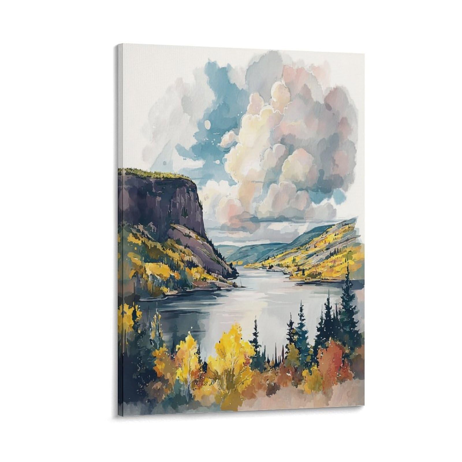 LCYNNH Finger Lakes Watercolor Print_ New York State Wall Art_2 (2) 24x36inch(60x90cm) Print Home Bedroom Office Living Room Decor Canvas