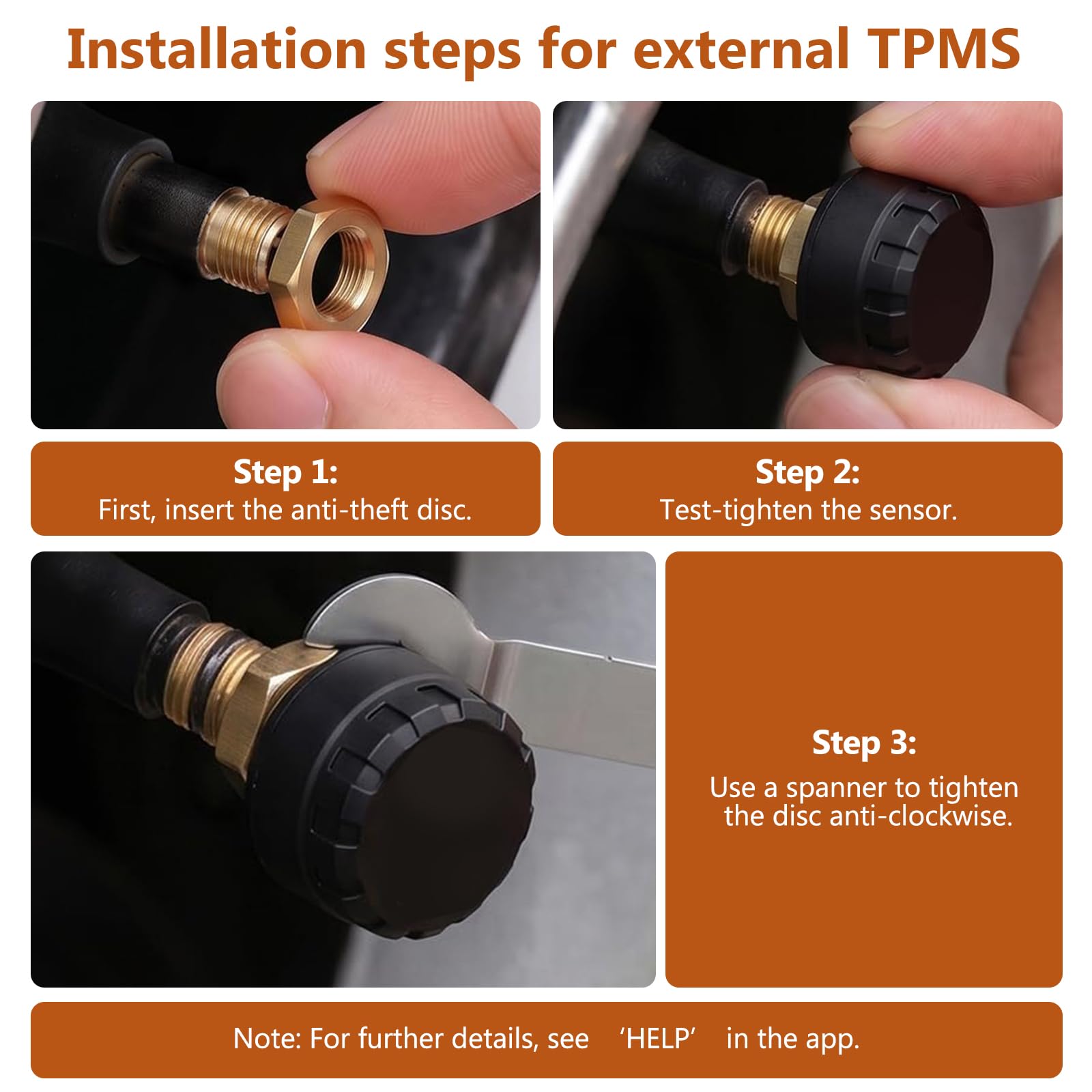 4 motocyklowy system kontroli ciśnienia w oponach TPMS z czystej miedzi, oparty na aplikacji (iOS/Android), ciśnienie i temperatura w czasie rzeczywistym, wodoszczelność IP67, żywotność baterii 2-3