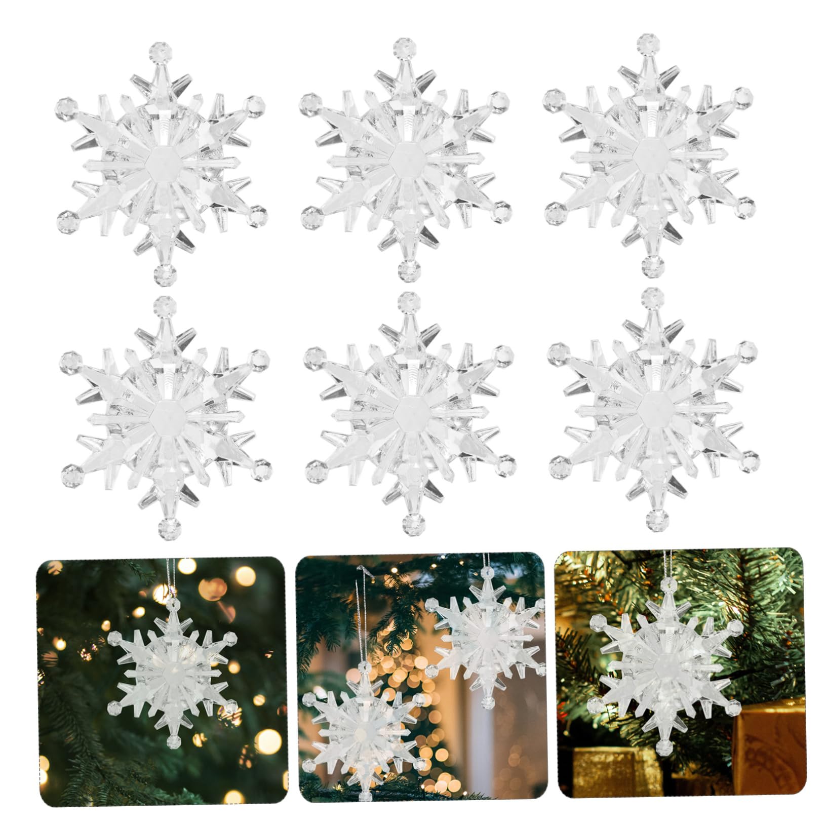 50stücke Teiliges Transparentes Acryl Schneeflocken Anhänger Weihnachtsbaum Deko Mit Aufhängeloch Für Fenster Wand Baum Christbaumschmuck Leichte Xmas Baumschmuck Outdoor Geeignet