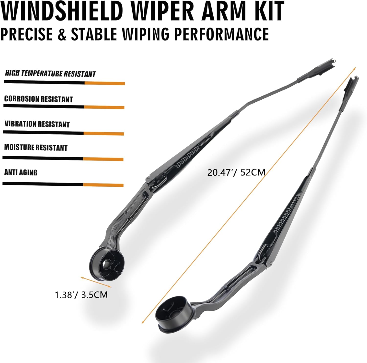 1 Pair Front Windshield Wiper Arm Kit Noiseless Rust Protection Fits Compatible with 2013-2019 Ford Escape Replaces OE CJ5Z17527A CJ5Z17527B 43513 43514