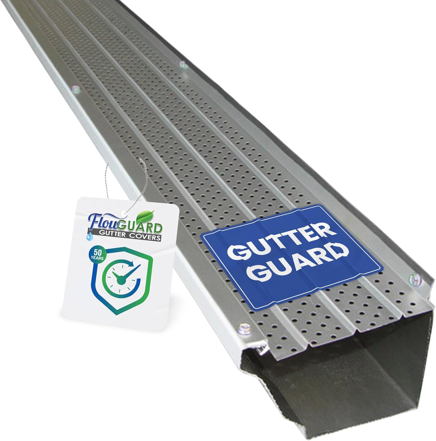 FlowGuard Premium 50Year Gutter Cover System Matte Aluminum 5 Inch