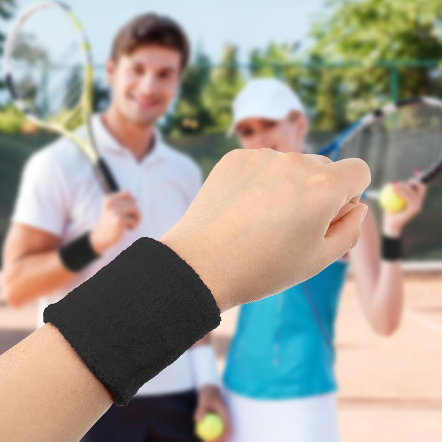 8 Pack Sweatbands Sports Wristband for Men & Women -8pcs Moisture Wicking Athletic Cotton Terry Cloth Sweatband for Tennis, Basketball, Running, Gym, Working Out - Image 4