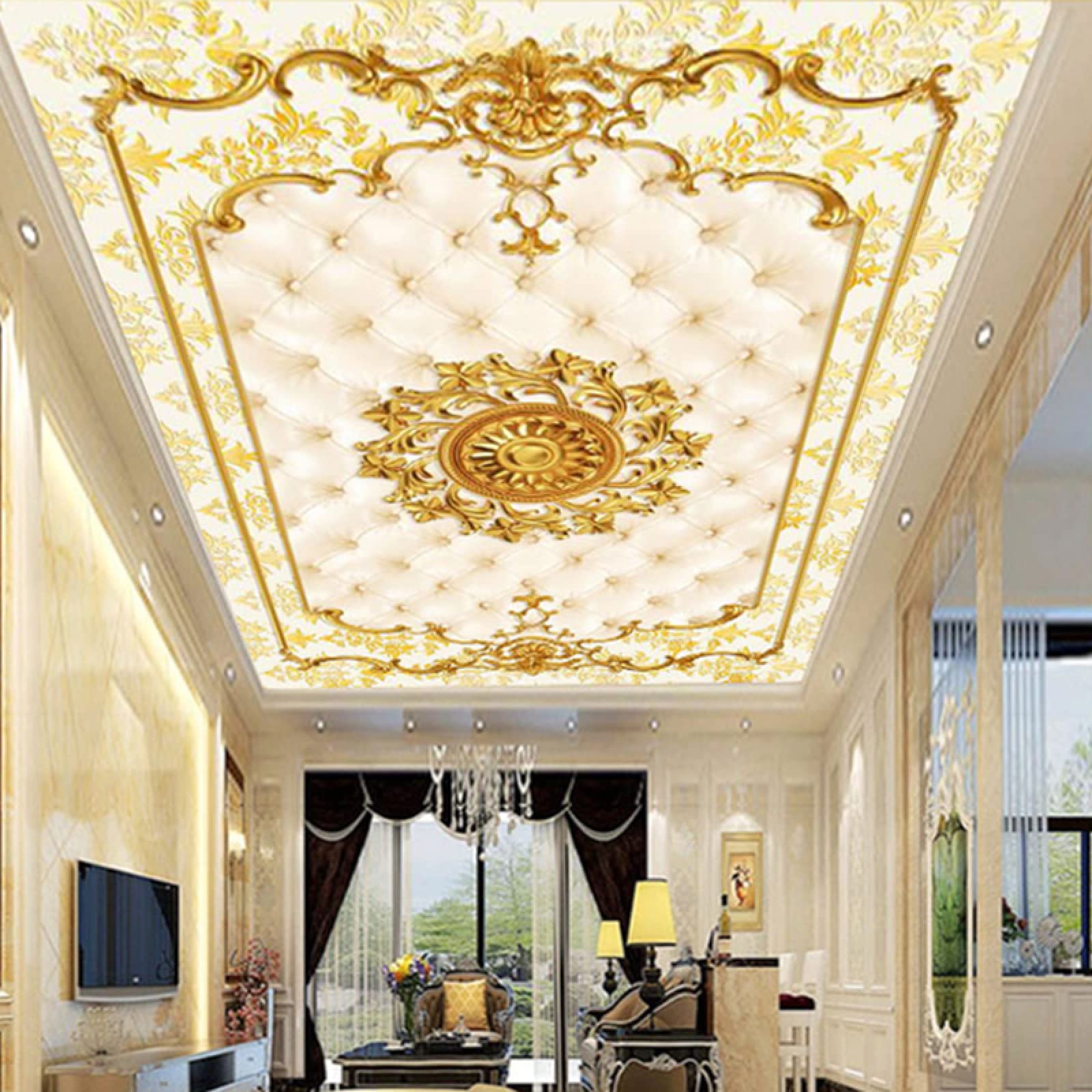 Fresque de décoration de toit 3D pour créer un ciel de lit élégant en chambre