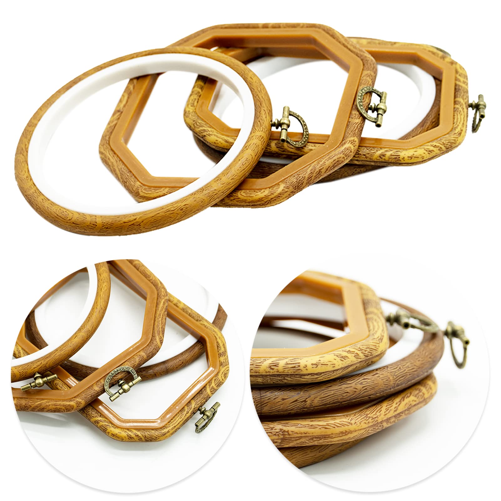 MUFEKUM 3 Cerchi Da Ricamo In Legno Di Faggio Con Aghi Inclusi - Diametri 10,2 Cm, 12,7 Cm, 15,2 Cm Per Punto Croce E Cucito Creativo