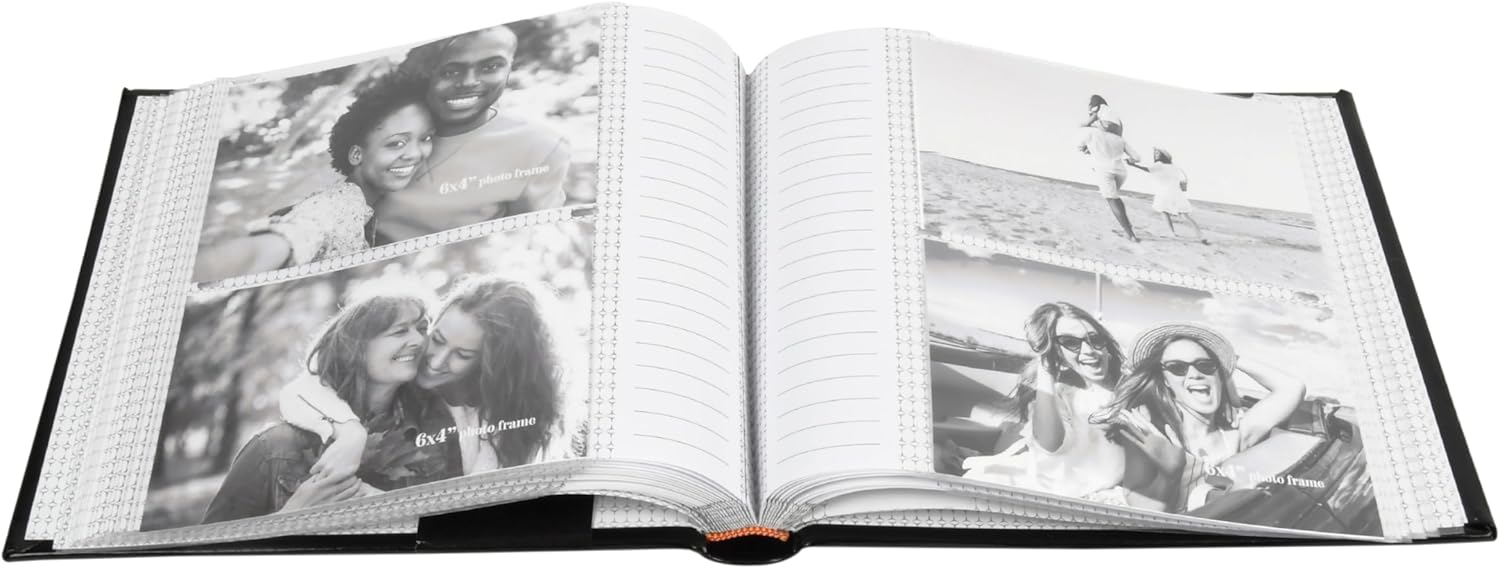Elegant Black Faux Leather Photo Album with Window Frame Cover