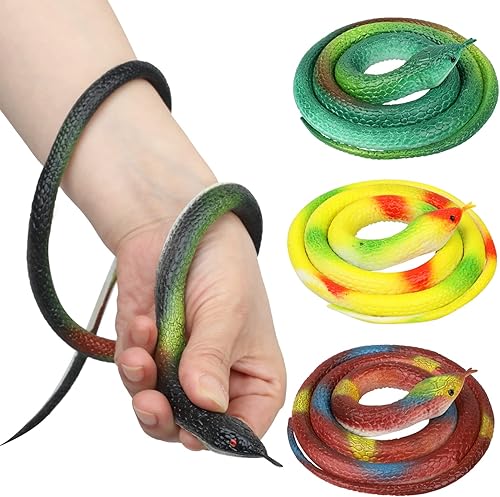 Serpientes de goma para mantener alejados a los pájaros, 4 piezas de juguetes de serpiente de goma falsa realistas para accesorios de jardín para