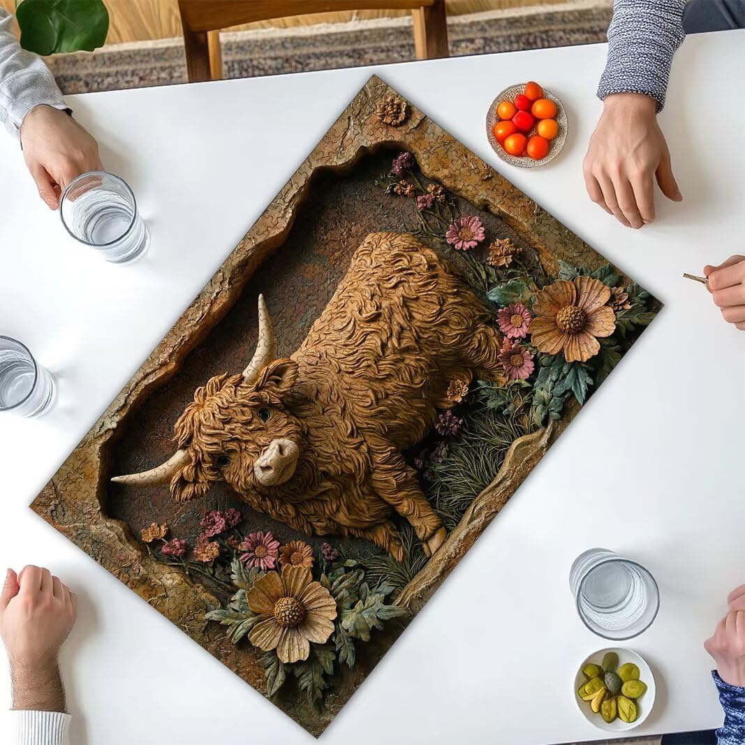 Puzzle 5000 Piezas, Puzzle Highland Cow de Madera para Adultos, Decor -2650