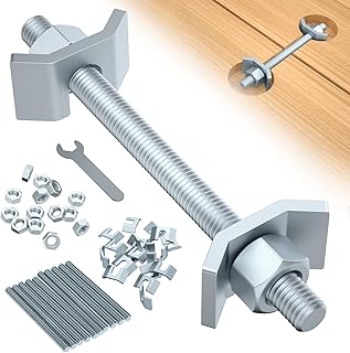 Countertop Joint Connectors,Counter Top Fasteners Bolt,Butcher Block Fasteners Draw Bolts,Miter Bolts Connector Hardware for Bed Frame|Furniture|Table (Type Silver 10 PCS)