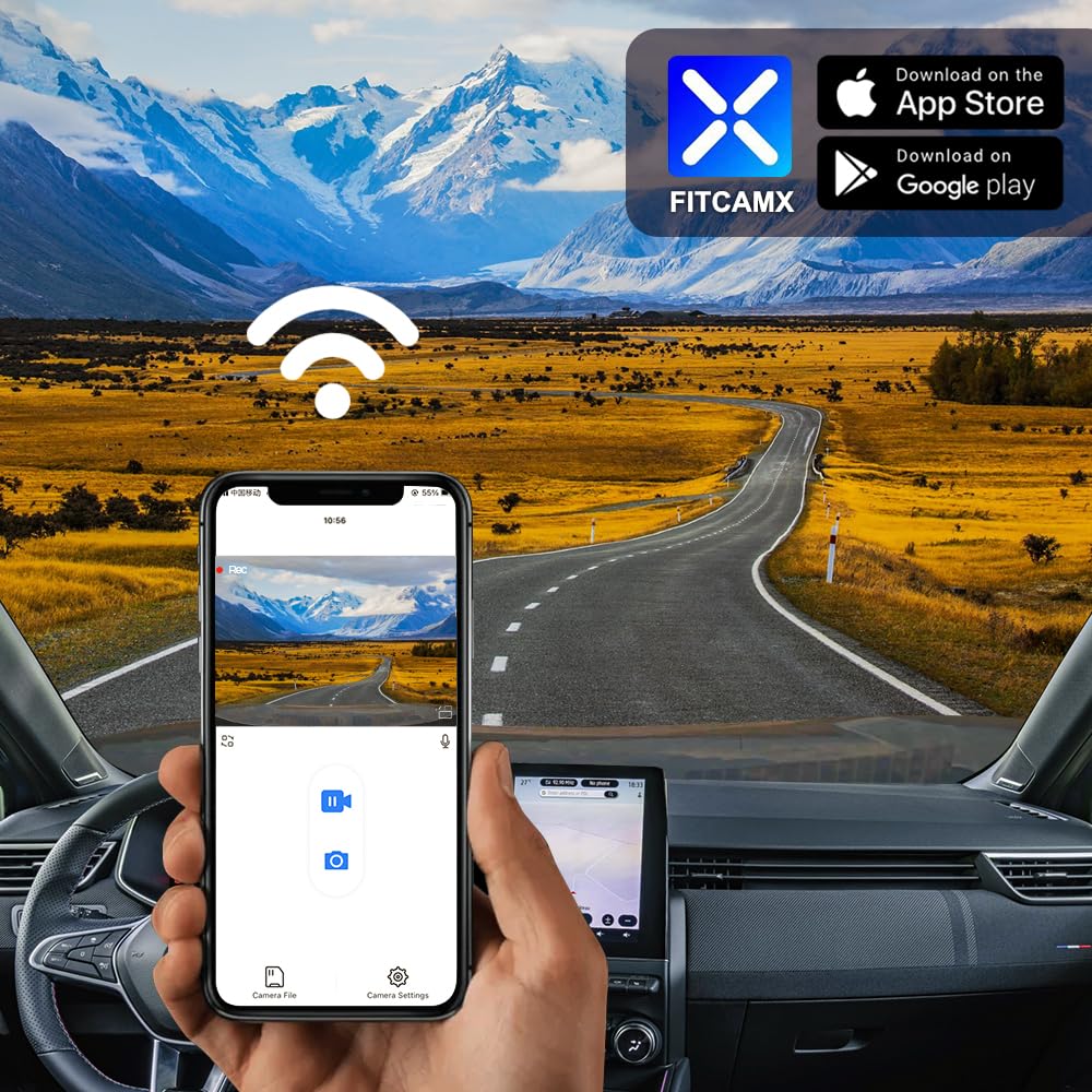 Fitcamx Dashcam 4K Compatible avec Renault Clio V 2019-2024 (HD2-D8900), OEM Caméra Embarquée Voiture, 2160P UHD Video WiFi, G-Capteur, Enregistrement en Boucle, WDR Dash cam, Plug & Play, Carte 64Go