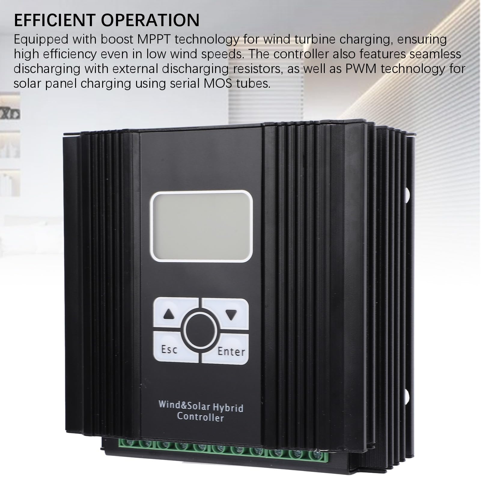 FTVOGUE Hybrydowy System Kontrolera Energii Wiatrowej 12 V / 24 V MPPT Kontroler ładowania z Wyświetlaczem LCD do Domowego Oświetlenia Morskiego i Ulicznego Efektywne ładowanie Panelu Słonecznego
