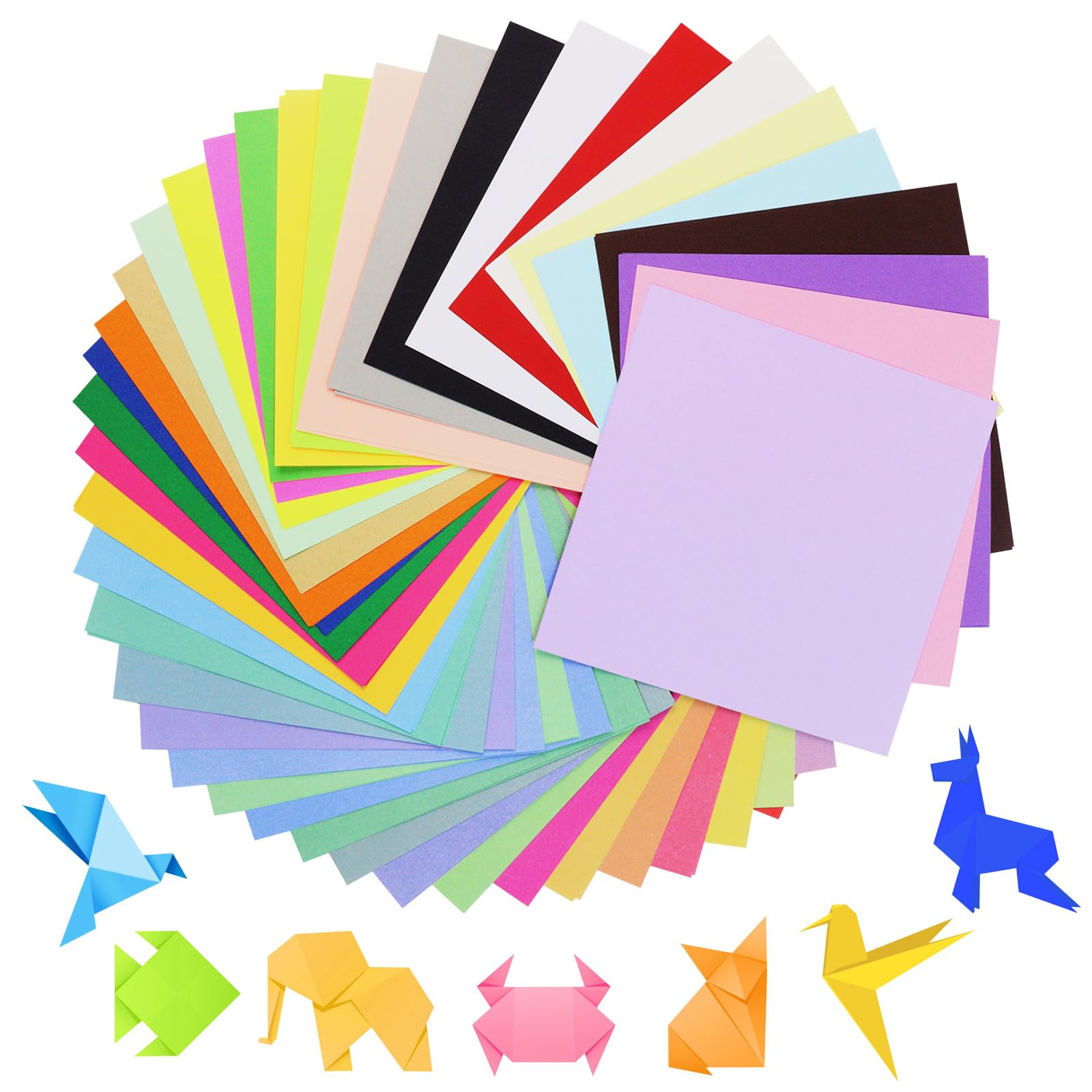 Kit de papel para origami de 6 x 6 pulgadas, 50 colores, 100 hojas, papel de colores para manualidades, arte, papel de construcción, colores surtidos, fácil de plegar, intrincado, doble cara