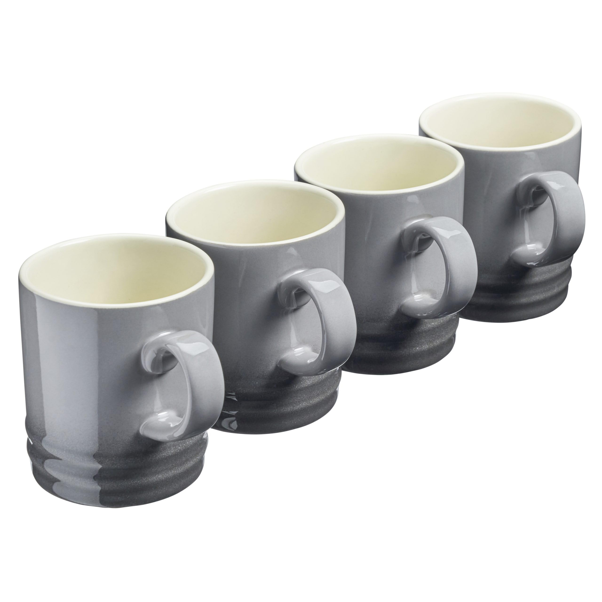 Cooks Professional 4 Piece Colourful Stoneware Mug Set | Tea Coffee Hot Chocolate Drinking Cups | Microwave Dishwasher Refrigerator Freezer Safe | 350ml Capacity | Grey