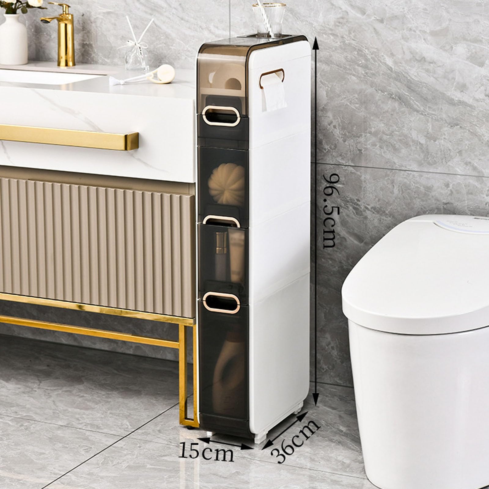 Genérico Armario de Almacenamiento con Ruedas, Instalación Gratuita, Almacenamiento para Baño,Armario de Baño de pie, Estante Adecuado para Cocina, Dormitorio, Sala de Estar(5 Tire)
