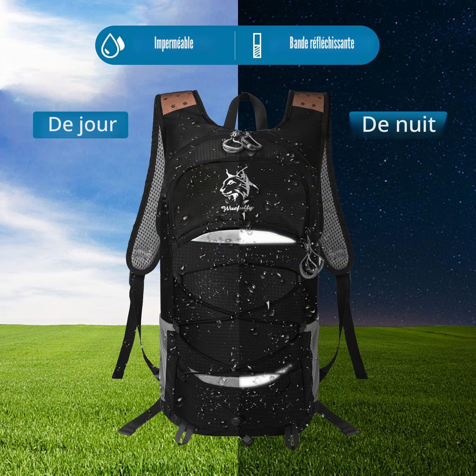 Unisexe Sac à dos de Cyclisme Léger et Imperméable pour Bicyclette Randonnée,25 l,Noir