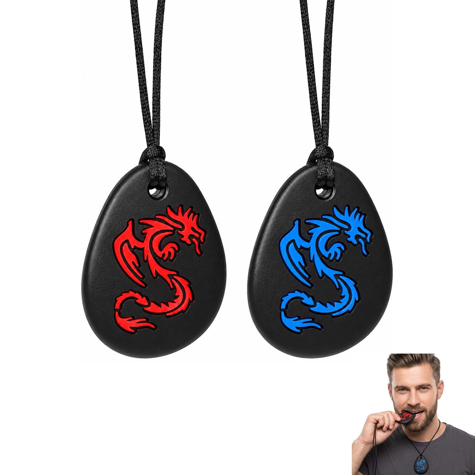 2PCSChew Toys for Autistic Children, Sensory Chew Pendants with Two Designs, Helps Reduce Chewing on Clothes and Objects, Compact Size 5 by 5 by 1.2 Cm