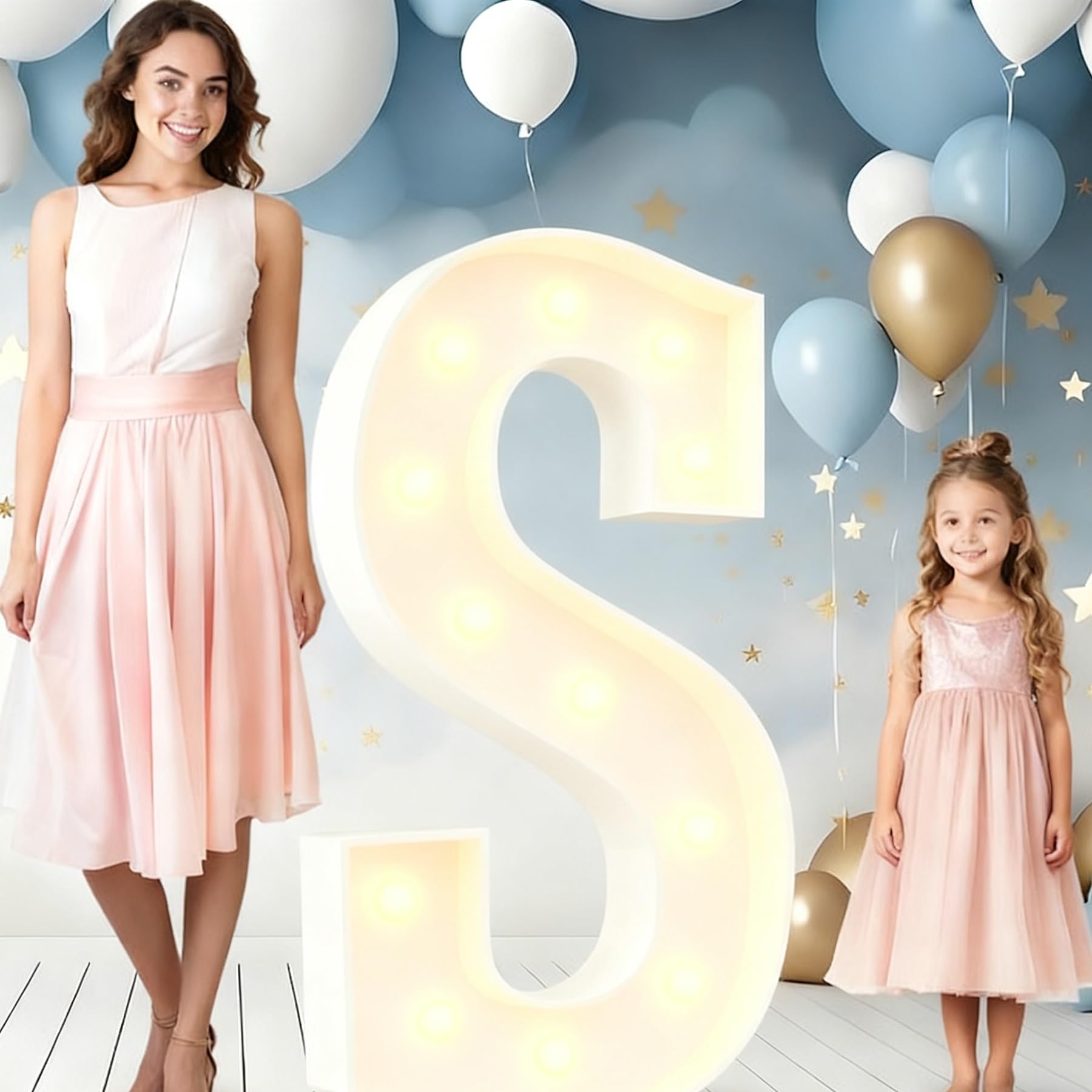 Hbbursts Girls S Alphabet Led Birthday Light, 4Ft Large Marquee Cardboard Diy, Graduation Decoration Wedding Home Decoration(,120Cm/4Ft)