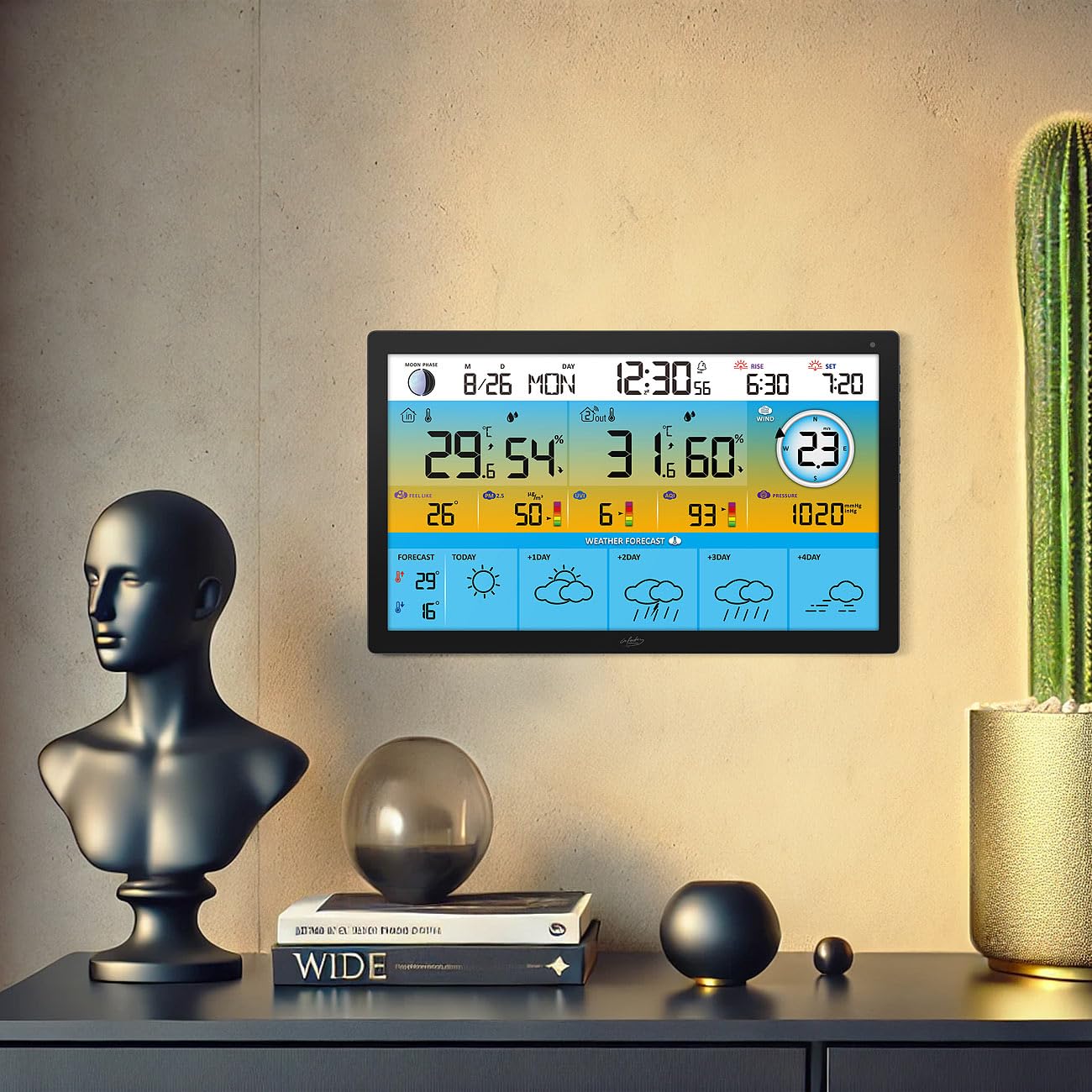 infactory Funkuhr: Jumbo-Funk-Wetterstation mit WLAN, Außensensor, Hygro- und Thermometer (Wetterstation für Gewächshaus, mit Aufzeichnung, PC)