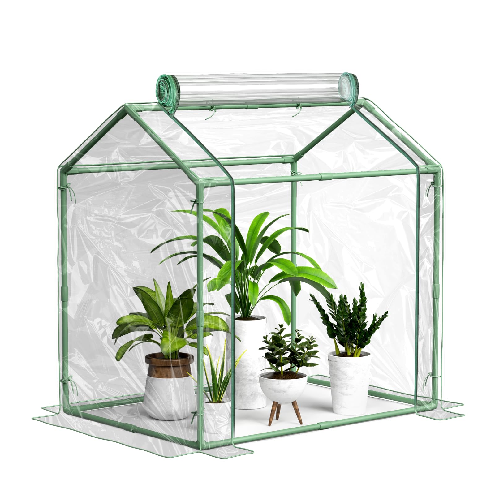 Awvlvwa Mini Greenhouse for Indoor Outdoor Plants, Tabletop Portable Green House with Roll-up Zipper Door ,Small Grow Plant House Tent with Transparent PVC Cover 33.5"(L) x23.2"(W) x32.5"(H)