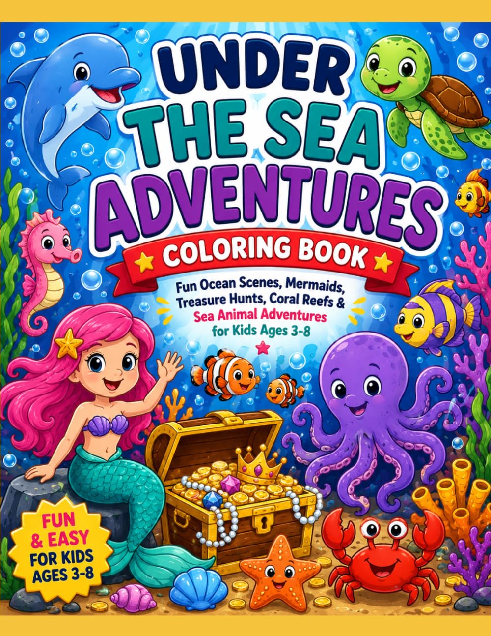 Under the Sea Adventures Coloring Book: Fun Ocean Scenes, Mermaids, Treasure Hunts, Coral Reefs & Sea Animal Adventures for Kids (Ocean Adventures Coloring Book Series)