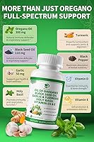 Vista 2 de Cápsulas de aceite orgánico de orégano con aceite de semilla negra, ajo, cúrcuma, albahaca santa, vitamina D3, E y pimienta negra para una mejor