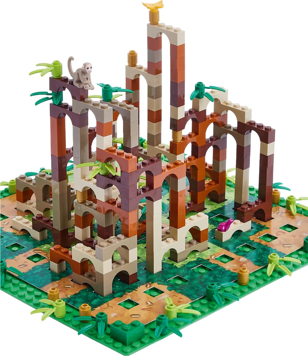 Dotted Games - Monkey Palace (edycja PL) Gra planszowa LEGO: Zbuduj drogę do zwycięstwa klocek po klocku! Rodzinna gra z układaniem klocków dla dzieci i dorosłych; Wiek 10+;2-4 graczy; Czas 45+ min.