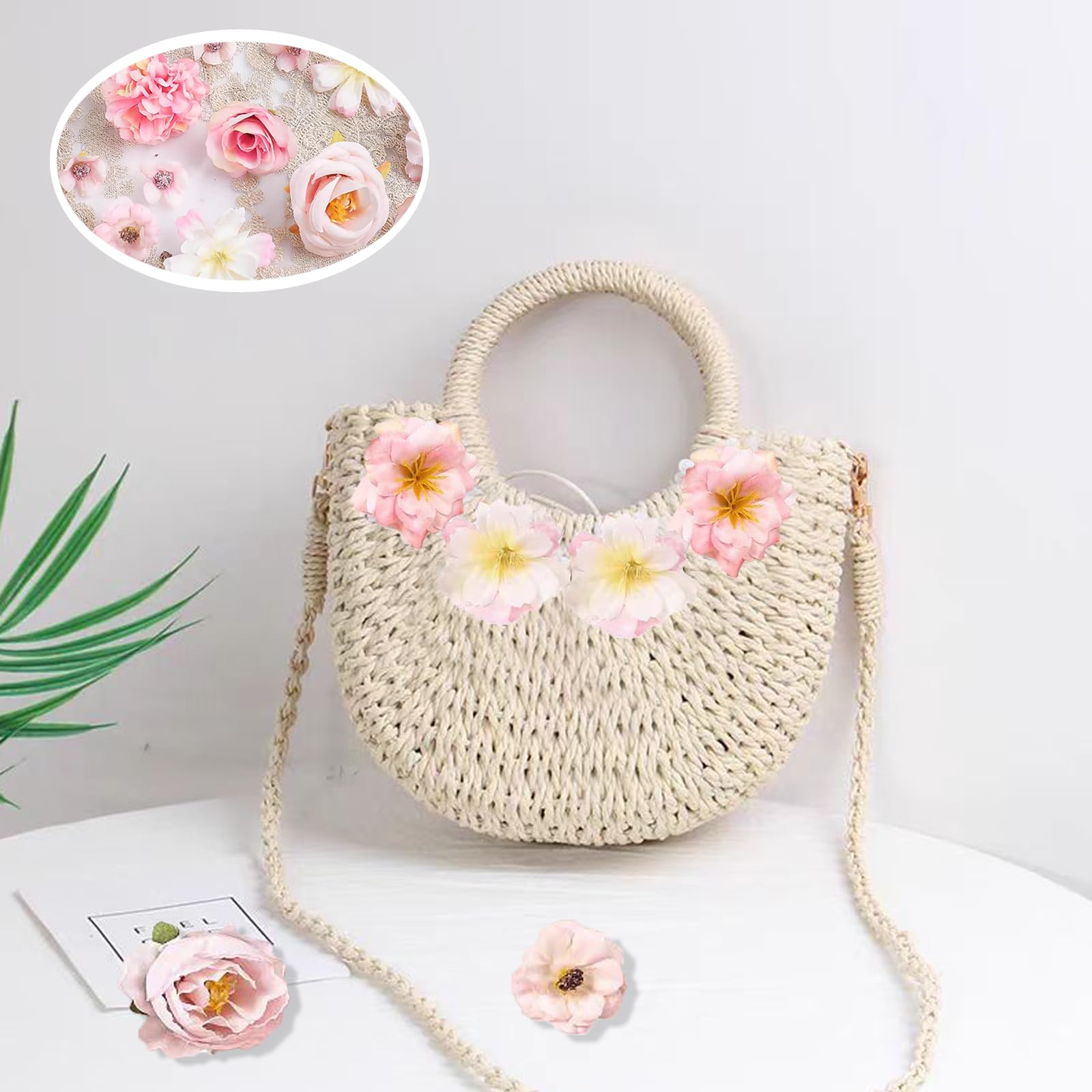 24 Fiori Finti Teste Multicolore - Decorazione In Tessuto Per Matrimoni E Feste - Foto 2