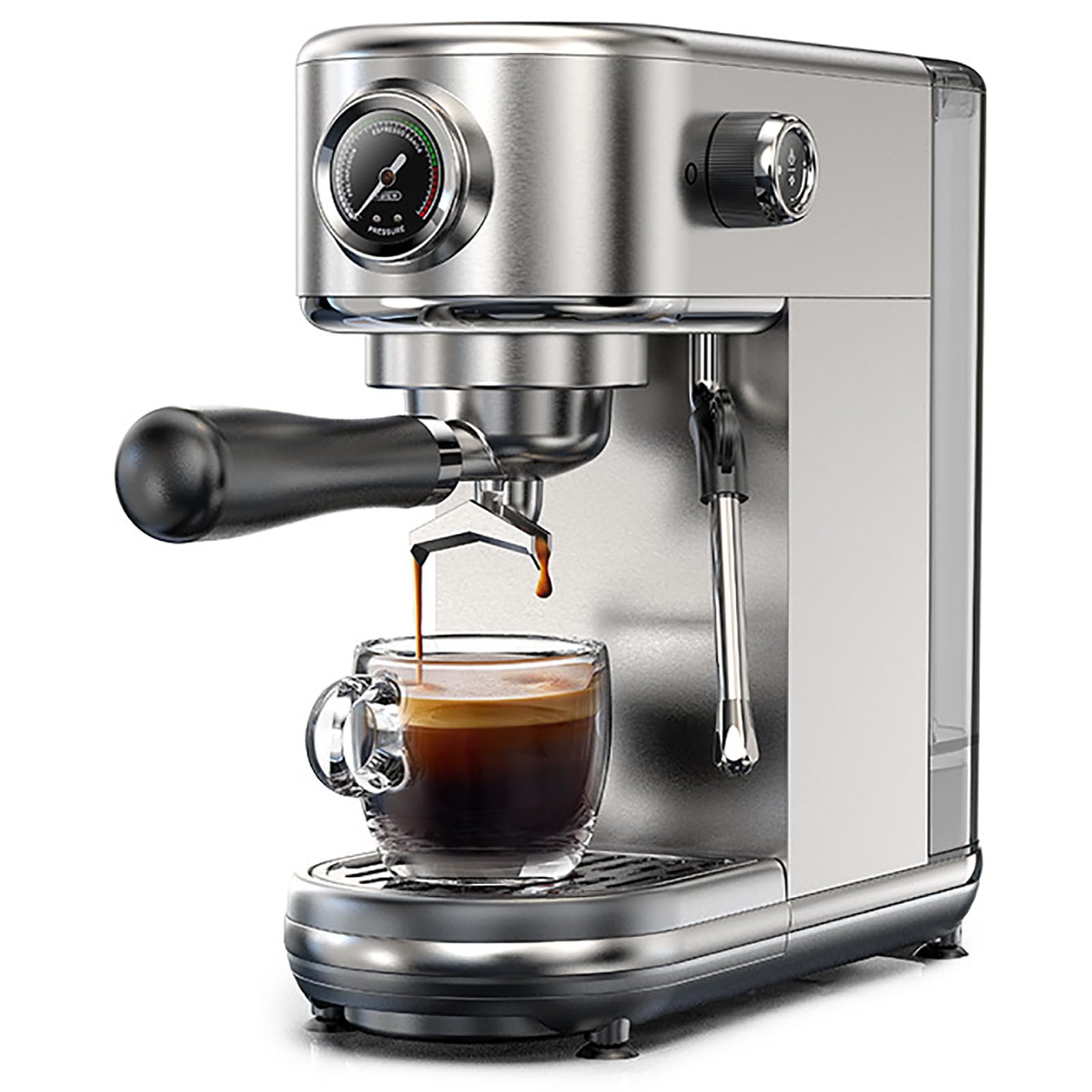 Macchina per caffè espresso elettrica con bacchetta a vapore, pompa da 20 bar, macchina per caffè espresso e cappuccino, compatta in stile tradizionale, per uso domestico