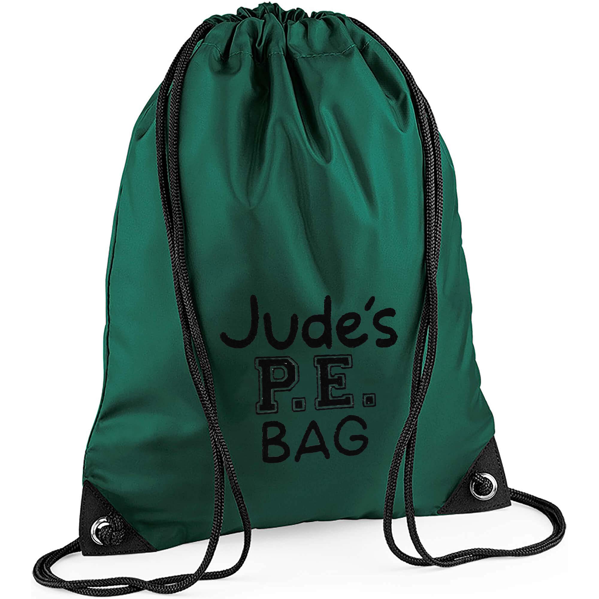 TeddyTs Personalised PE Bag Drawstring School Sports Kit Bag (Forest Green), 45cm x 33cm