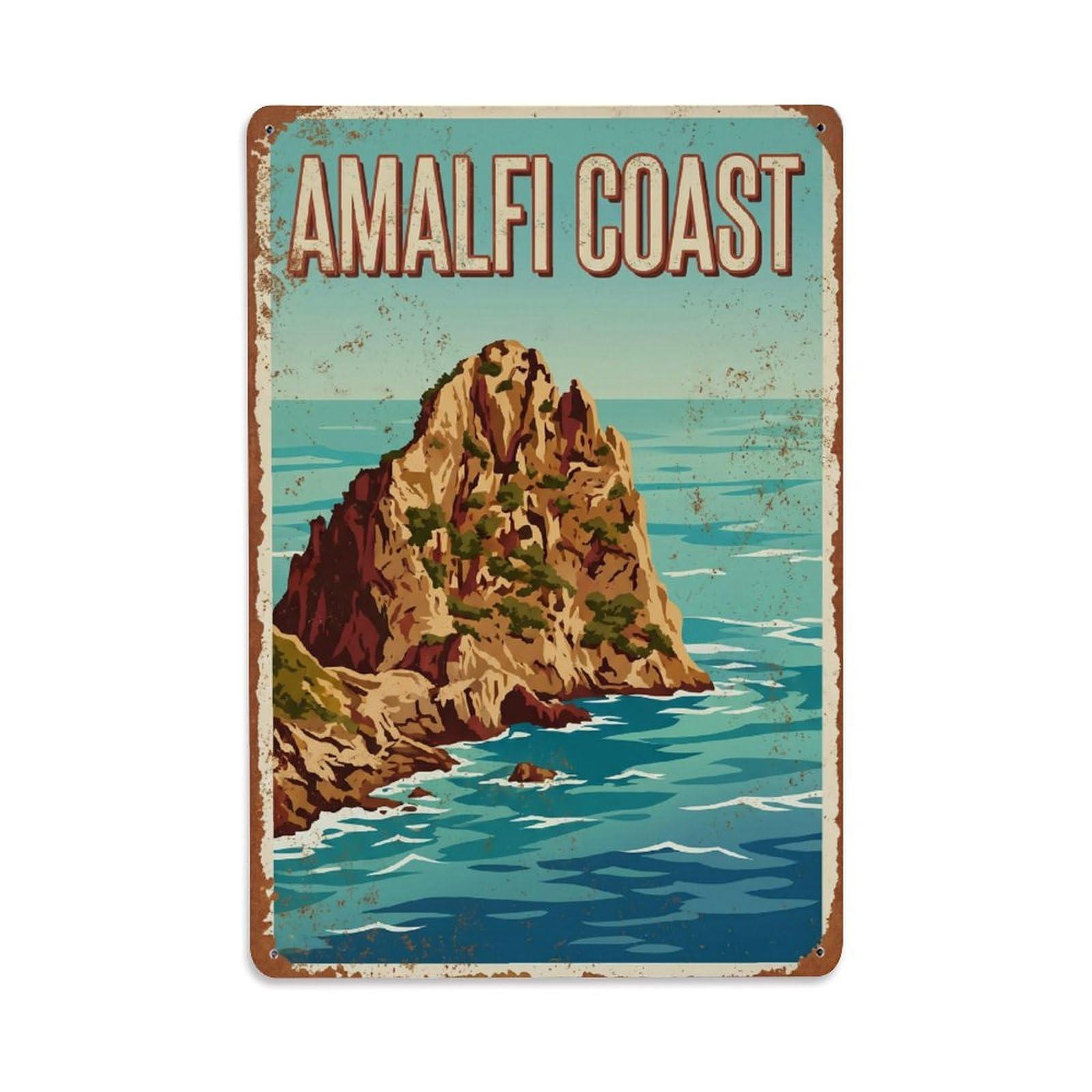 Vintage Travel Outcrop Italy Rocky Metal Tin Sign