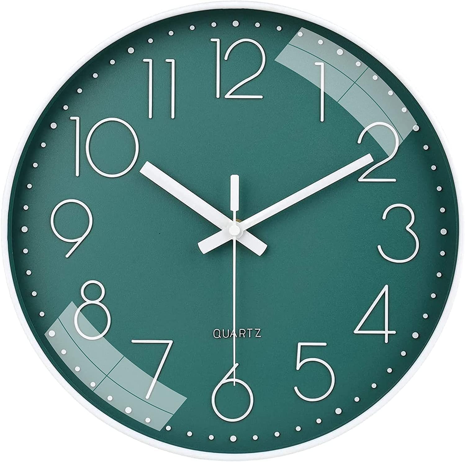 Wall Clock 12" Silent Quartz Decorative Latest Wall Clock Non-Ticking Classic Clock Battery Operated Round Easy to Read for Room/Home/Kitchen/Bedroom/Office/School.- (Green)