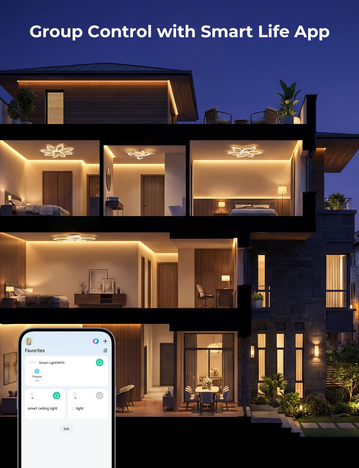 Lámpara de Techo LED Inteligente Diseño de Anillos Moderno, Plafón WiFi 80W 8000LM Regulable, Compatible con Alexa y Google Home, Control por App y Mando, Ø88cm para Salón Dormitorio, Blanco