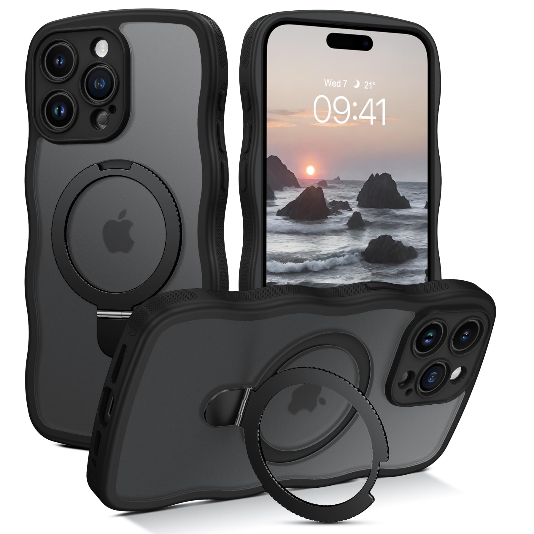 Coque de protection translucide mat iPhone 15 Pro Max design ondulé chic - 8