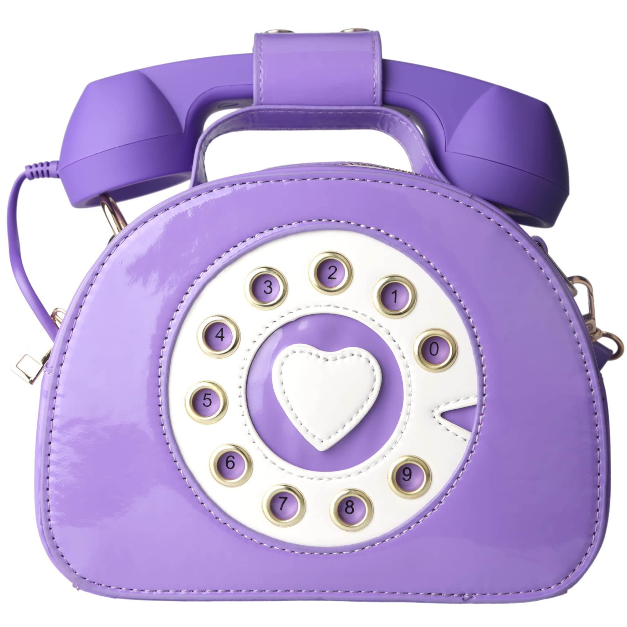 PTShadowRetro dial telephone Crossbody Shoulder Bag,Pu Movable microphone Purse for Women