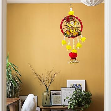 Buyent Ganesh Wall Hanging for Entrance Door toran for Decoration Ganesh ji Diwali Decor toran Flower hangings for Pooja Room Navratri Diwali Decor toran