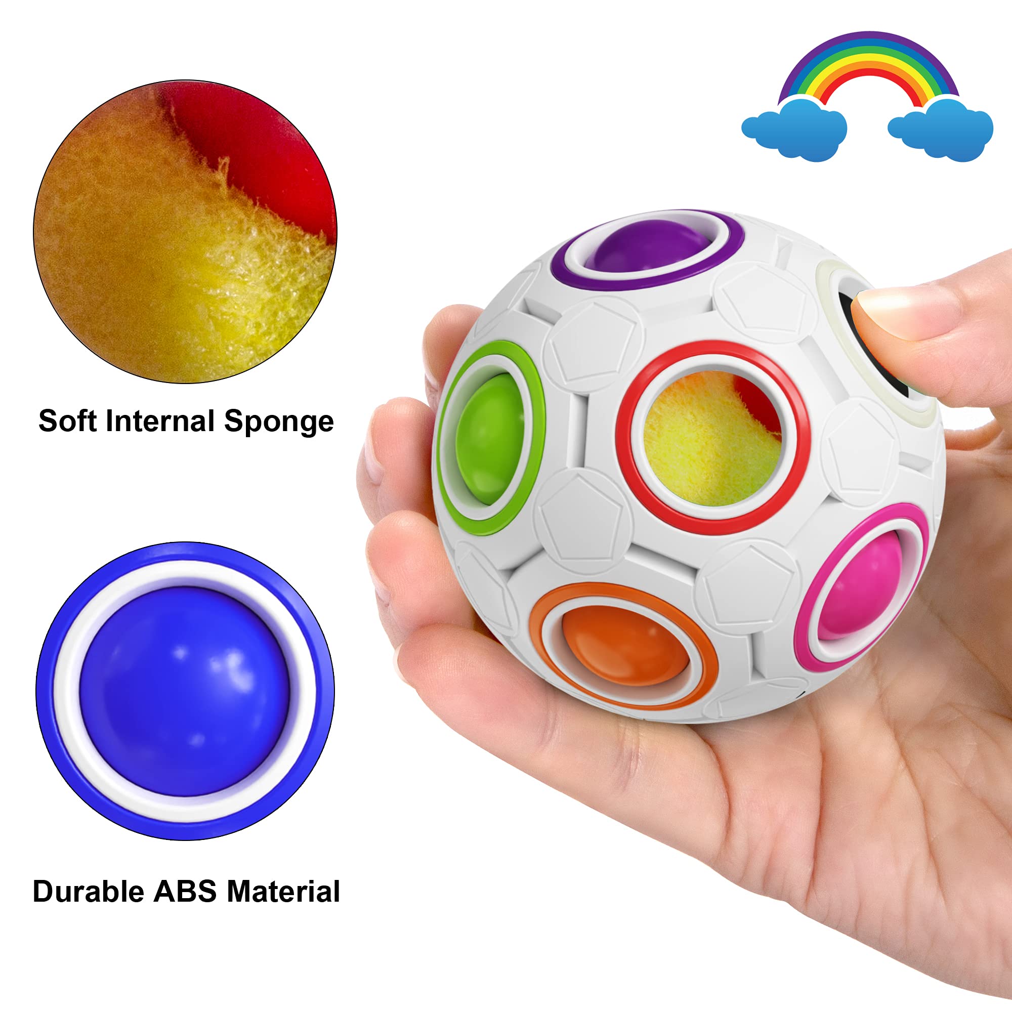 ROXENDA Magic Rainbow Ball with 12 Holes, Puzzle Ball Skill Game, Brain Teaser & Fidget Ball for Kids from 6 Years - Image 3