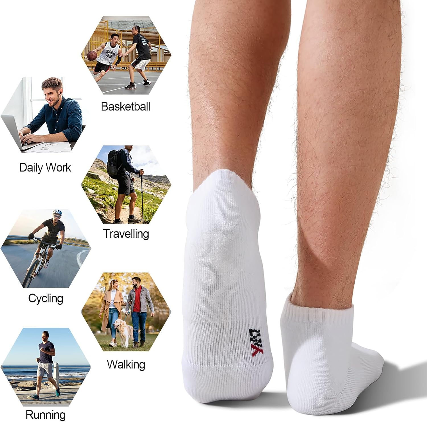 Men's Bamboo Viscose Athletic Ankle Socks, Thick Cushioned Moisture Wicking Breathable Low Cut Socks, 10 Pack Gift Box