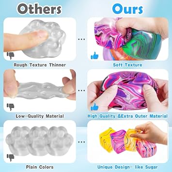 4Pack Fidget Toys Mini Squishy Stress Cube, Stress Balls for Kids, Adults Squishies Anxiety Stress Relief, Squishy Cube Sugar Balls, Sensory Toys for Kids with Autism, Fidgets for Classroom Prize