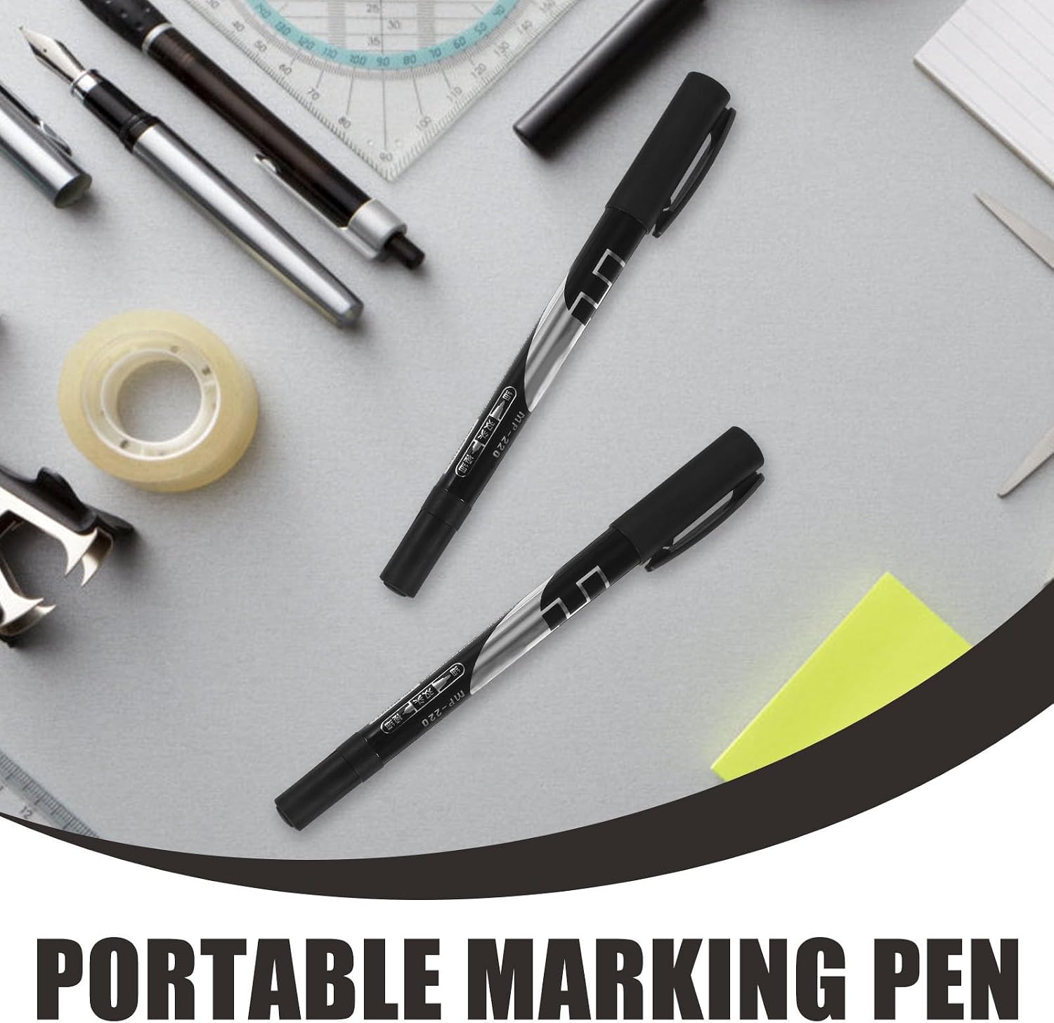 Toddmomy Double Ended Black Ink Marker Pen with Plastic Clip, Refillable image 3