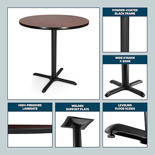 Miniatura 7 de OEF Furnishings Mesa de café – Base en X, 36 pulgadas de altura, parte superior redonda de 36 pulgadas, marco caoba/negro – Mesa de bistró