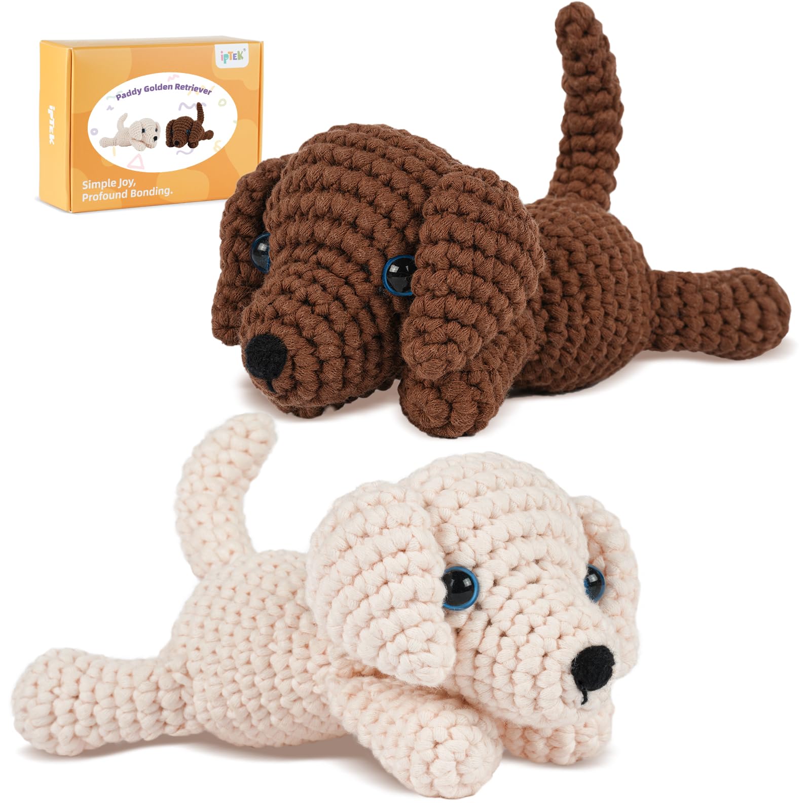 iptek Crochet Kit for Beginners, Learn to Crochet, Include Easy Knitting Soft Yarn, Step-by-Step Video Tutorial, Hook, Holiday Birthday Gift for Adults and Kids(Golden Retriever) — image 1