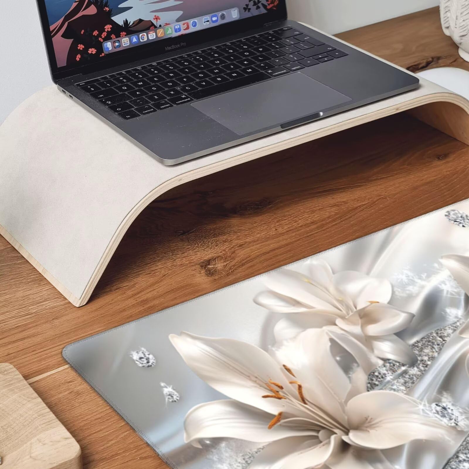 Biała podkładka pod mysz XXL Lys mata na biurko 1600 x 800 x 3 mm zmywalna podkładka do gier na laptopa, z antypoślizgową gumową podkładką do gier, PC, pracowników biurowych Y1441