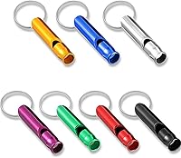 Sumind 49-Pack Aluminum Emergency Whistles with Keychains - 120dB Loud Survival Whistles for Camping Hiking Boating, 7 Colors