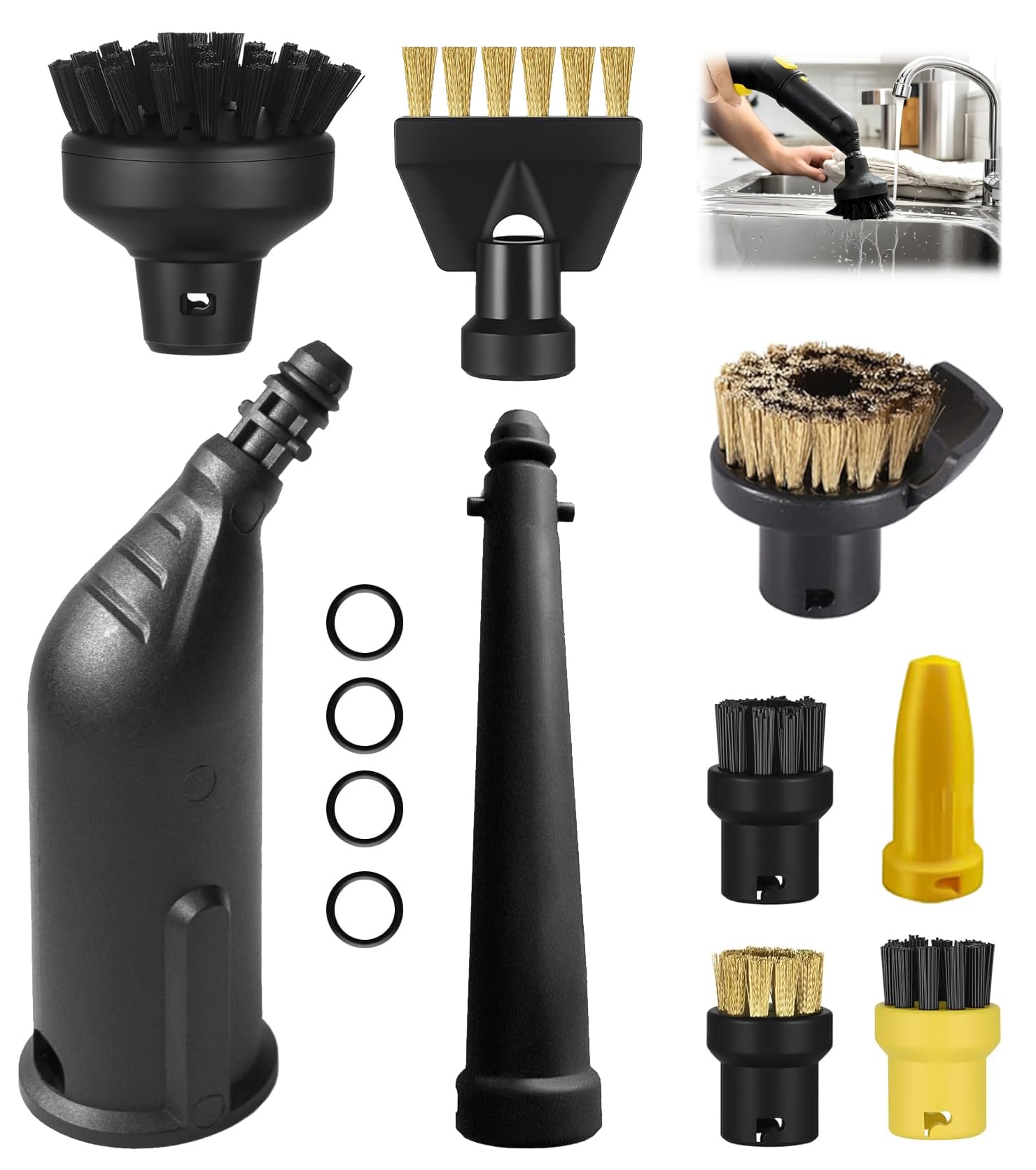 13 pezzi per pulitore a vapore Kärcher sc1 sc2 sc3 sc4 sc5 accessori,compatibile accessori Kärcher SC5 SC3 SC1 SC4 SC2 ugello allungato, ugello curvo, spazzola rotonda, spazzola in ottone
