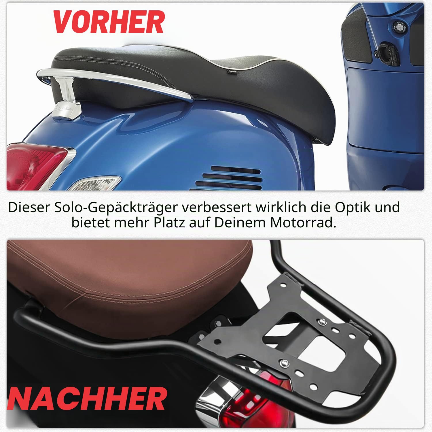 Motorrad Gepäckträger Hinten für Vespa GTS300 300 GTS, Roller Regalträger Hinterradgepäckträger Top Case Halterung Beifahrer Haltegriff
