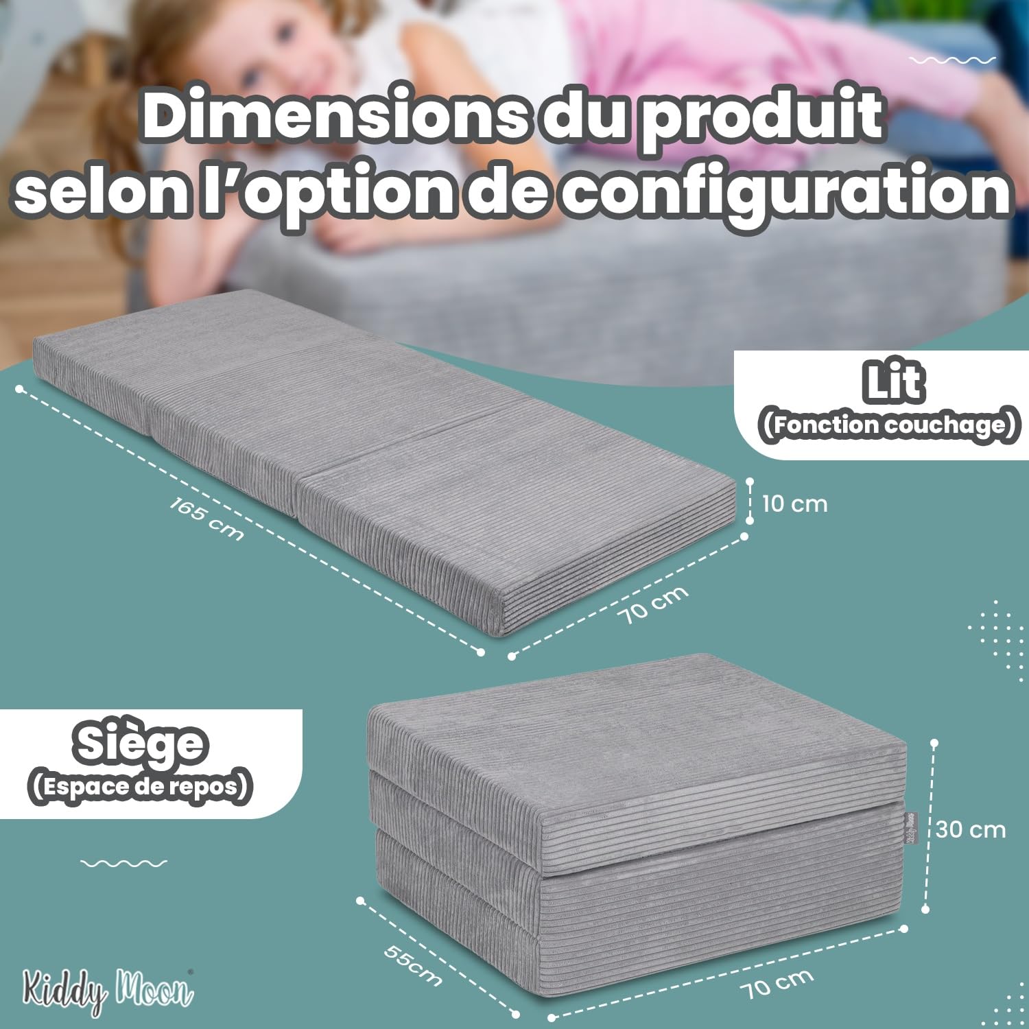KiddyMoon Matelas Enfant Pliable en Mousse Violet